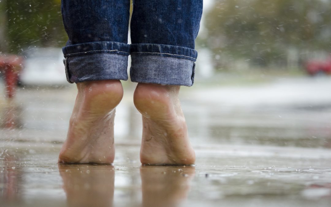 Feet in rain