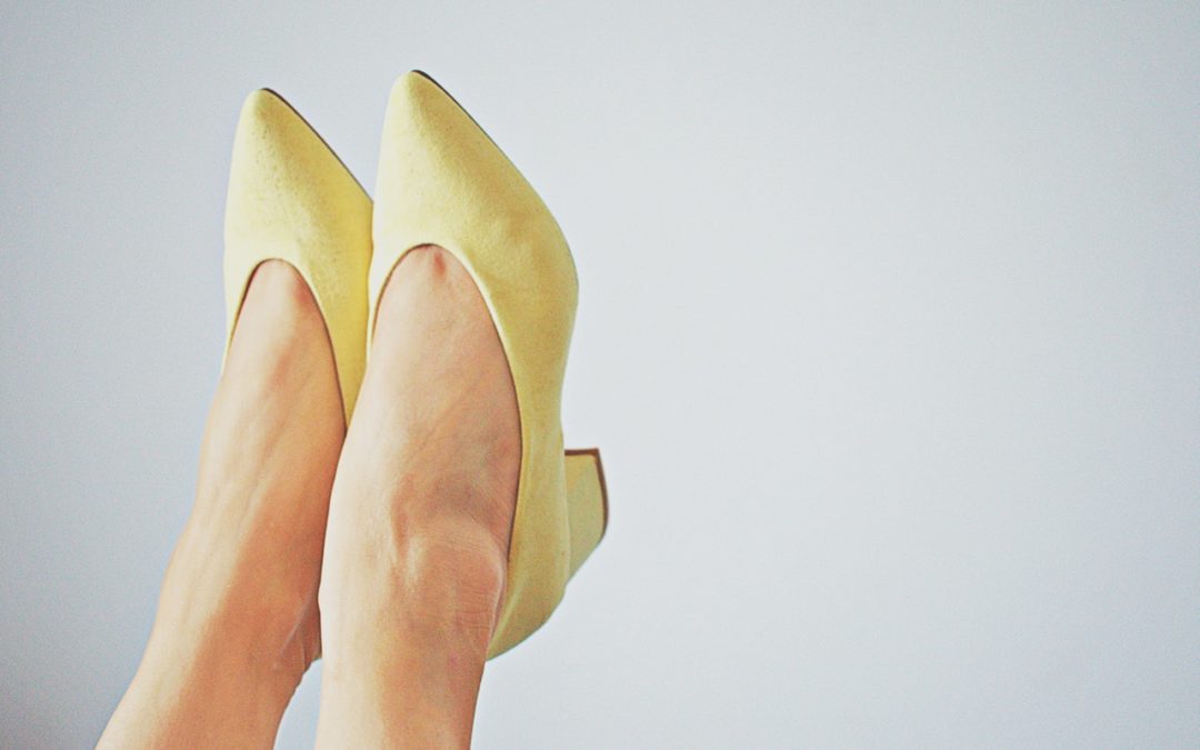 yellow heeled shoes